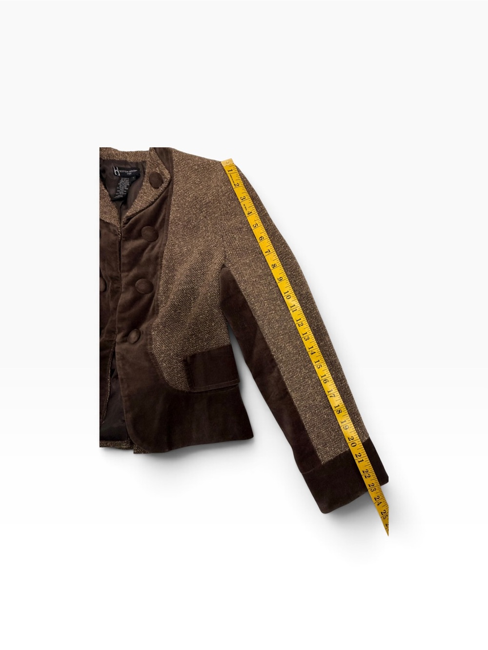 Boston Design Studio Brown Tweed Velvet Blazer 4 Dark Academia Equestrian - Picture 8 of 9